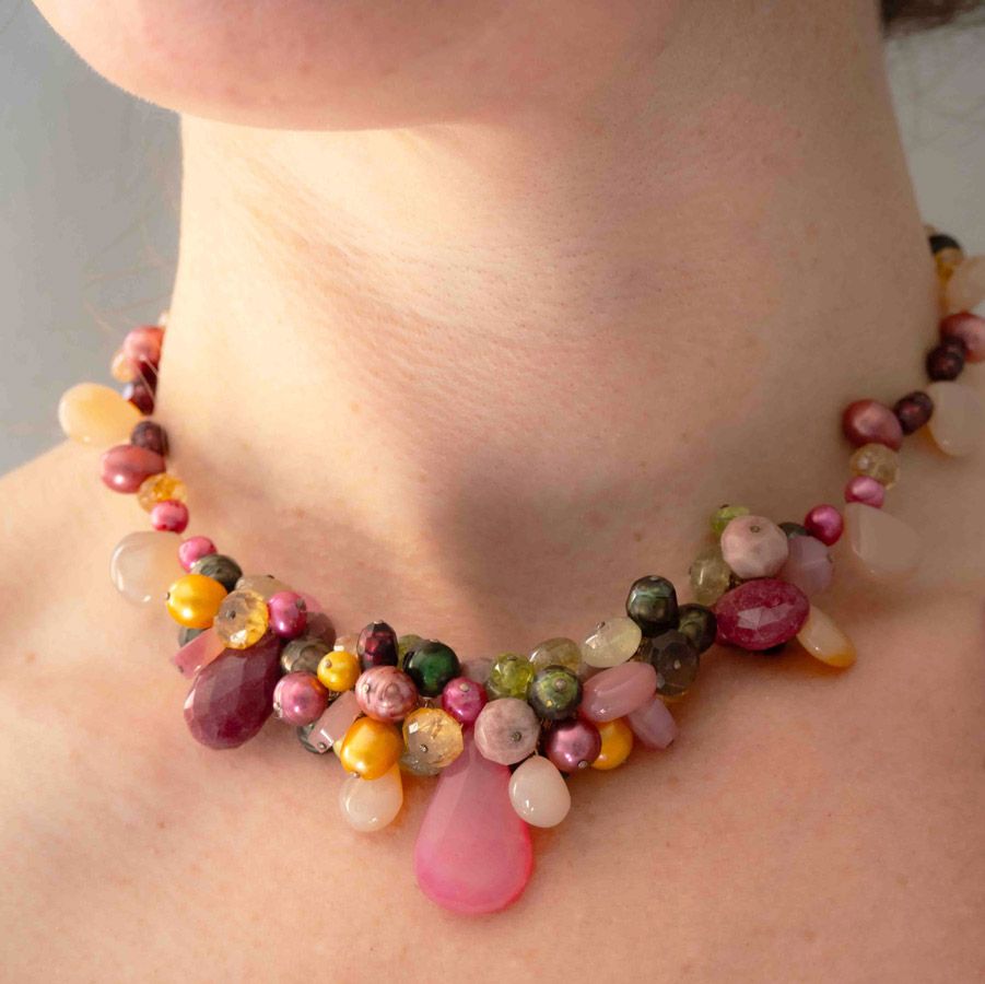 atrani gemstone necklace get dresses collective on model