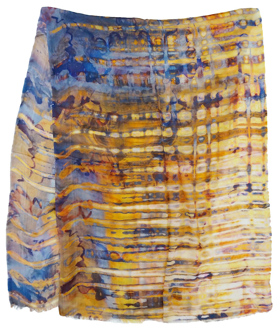 Alisha D sunset print scarf blue bronze