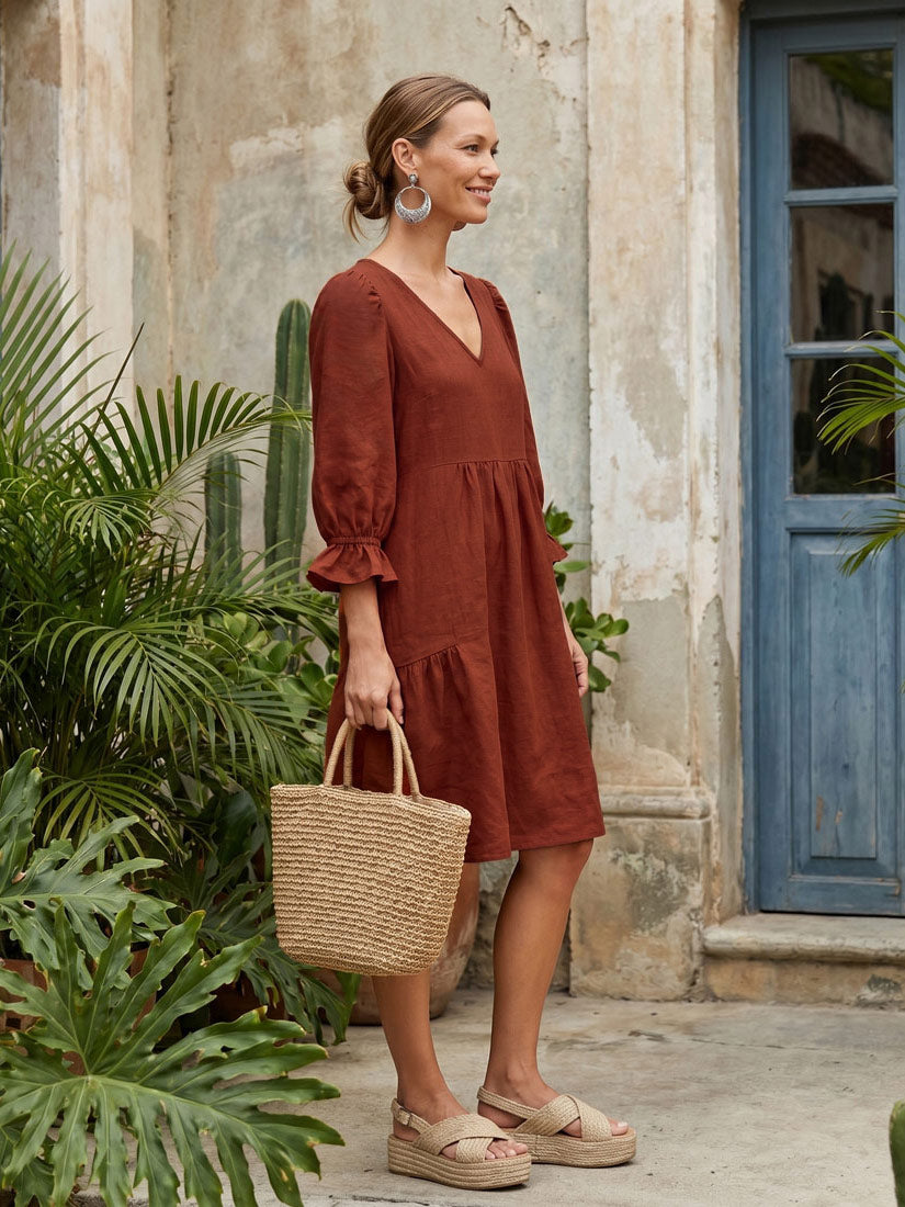 ALTAIR Linen Midi Dress