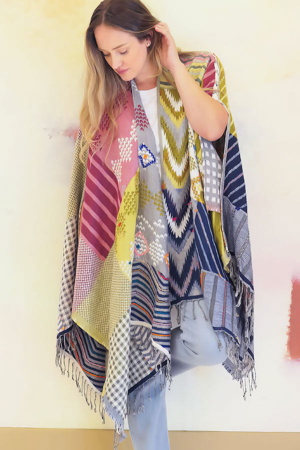 aratta snow white reversible sweater poncho cape
