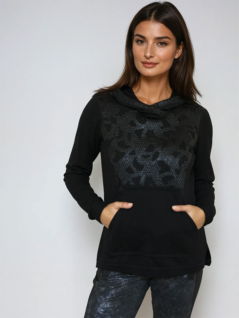 beate heymann geneva lace cut out pullover sweatshirt black
