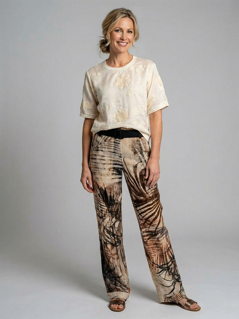 la palma linen pants and la fleur tee from beate heymann