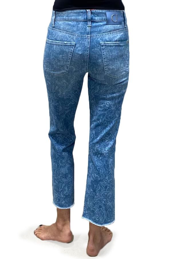 Cambio PARIS Print Easy Kick Fringed Jeans