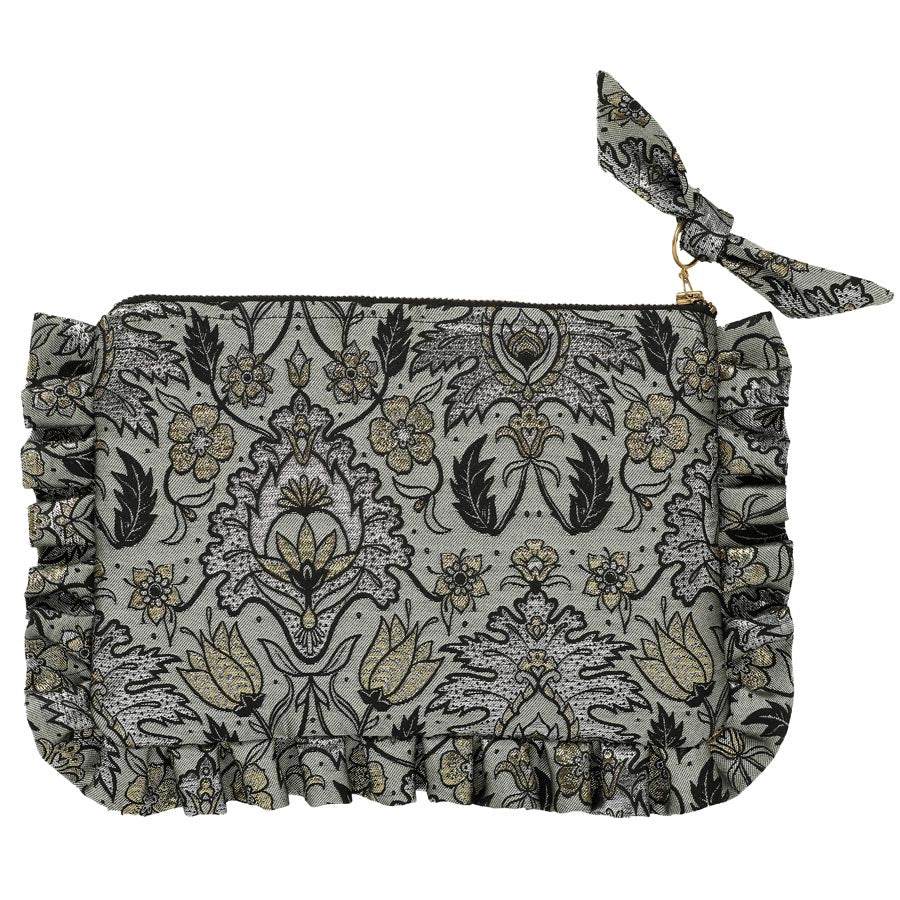 emily lovelock brocade pochette clutch silver grey