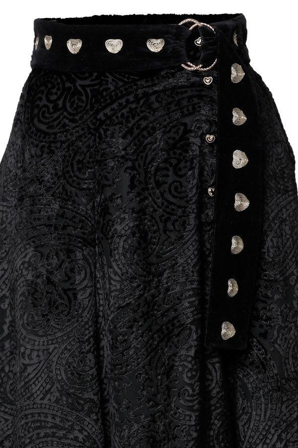 Emily Lovelock CAROL Velour Burnout Skirt Black
