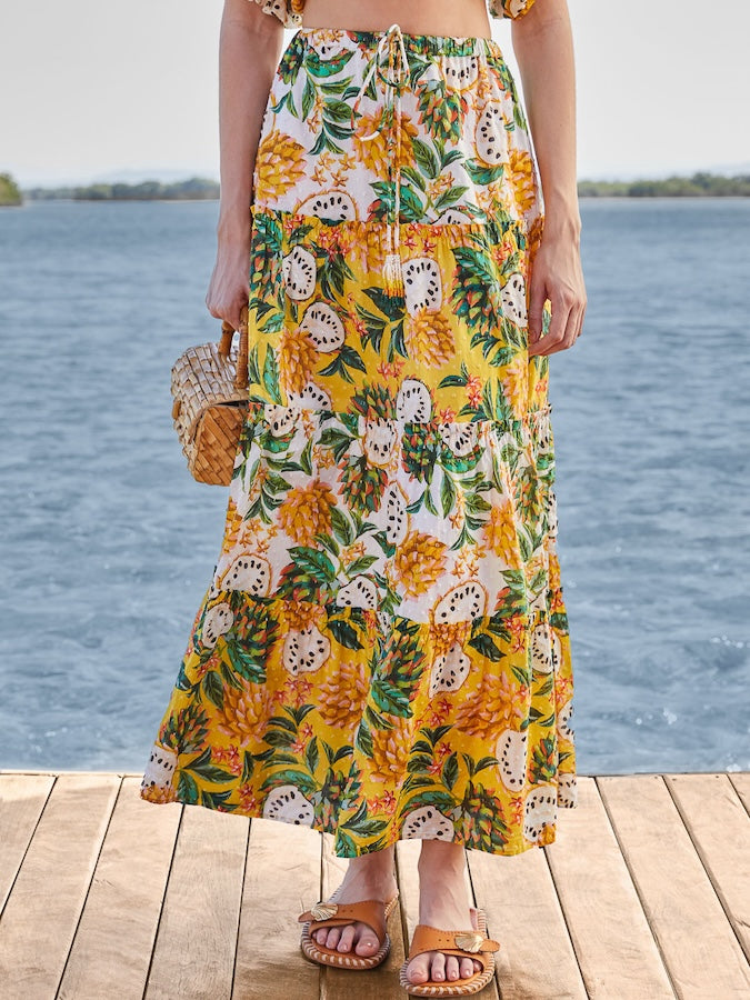farm rio biriba maxi skirt yellow at lake