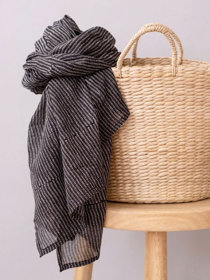 alice stripes black batik print scarf get dressed collective essentials basket