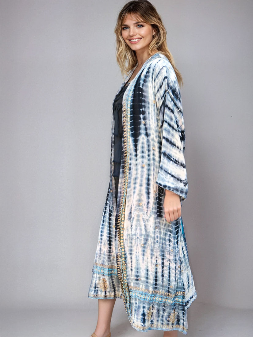 arabesque vintage tie dye silk kimono from get dressed collective