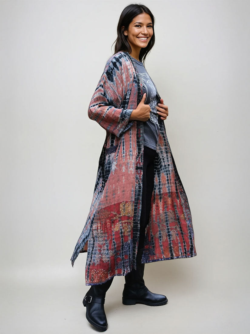 bebop tie dye recycled silk kimono black and copper from Get Dressed Collective