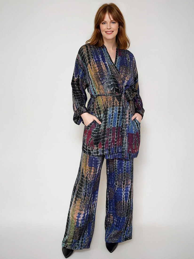 Blue Moon vintage tie dye silk kimono set