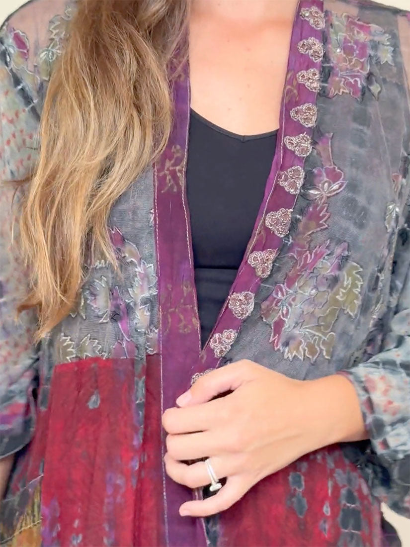 BYZANTIUM Vintage Silk Tie Dye Kimono