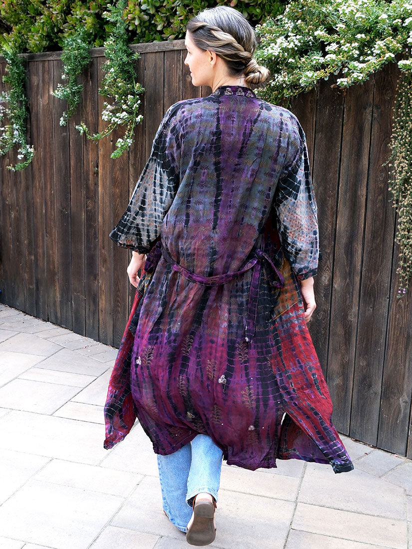 BYZANTIUM Vintage Silk Tie Dye Kimono