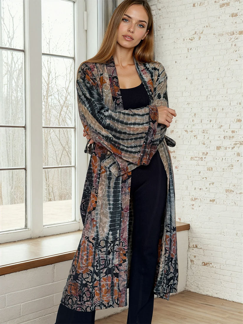 CARAVAN Vintage Silk Tie Dye Kimono Set