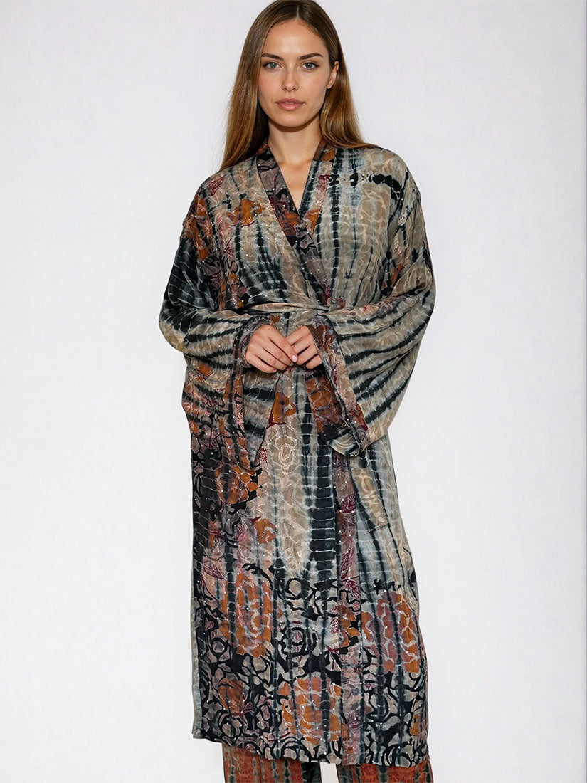 CARAVAN Vintage Silk Tie Dye Kimono Set