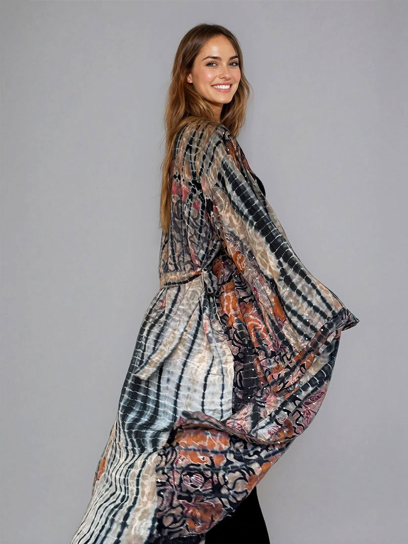caravan vintage tie dye silk kimono set from get dressed collective