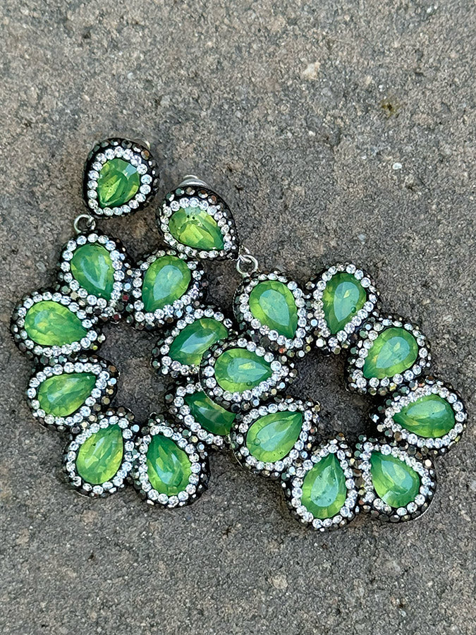Caris Emerald drop crystal earrings Get Dressed Collective