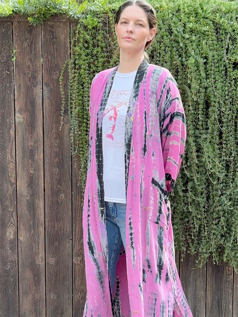 ENCORE Vintage Silk Tie Dye Kimono
