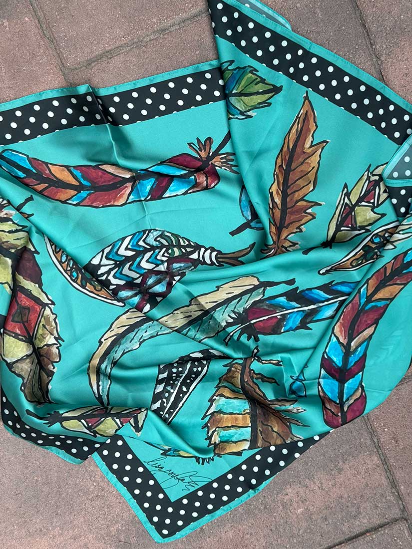 feather blue wild rag rarebird close up pattern