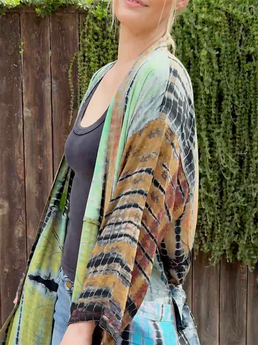 FORTE Vintage Silk Tie Dye Kimono