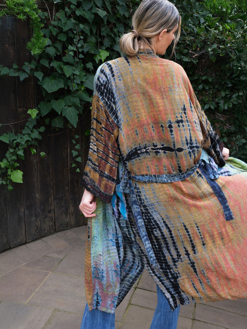 FORTE Vintage Silk Tie Dye Kimono