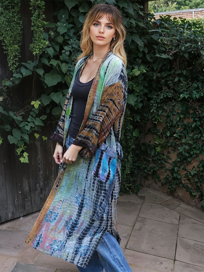 FORTE Vintage Silk Tie Dye Kimono