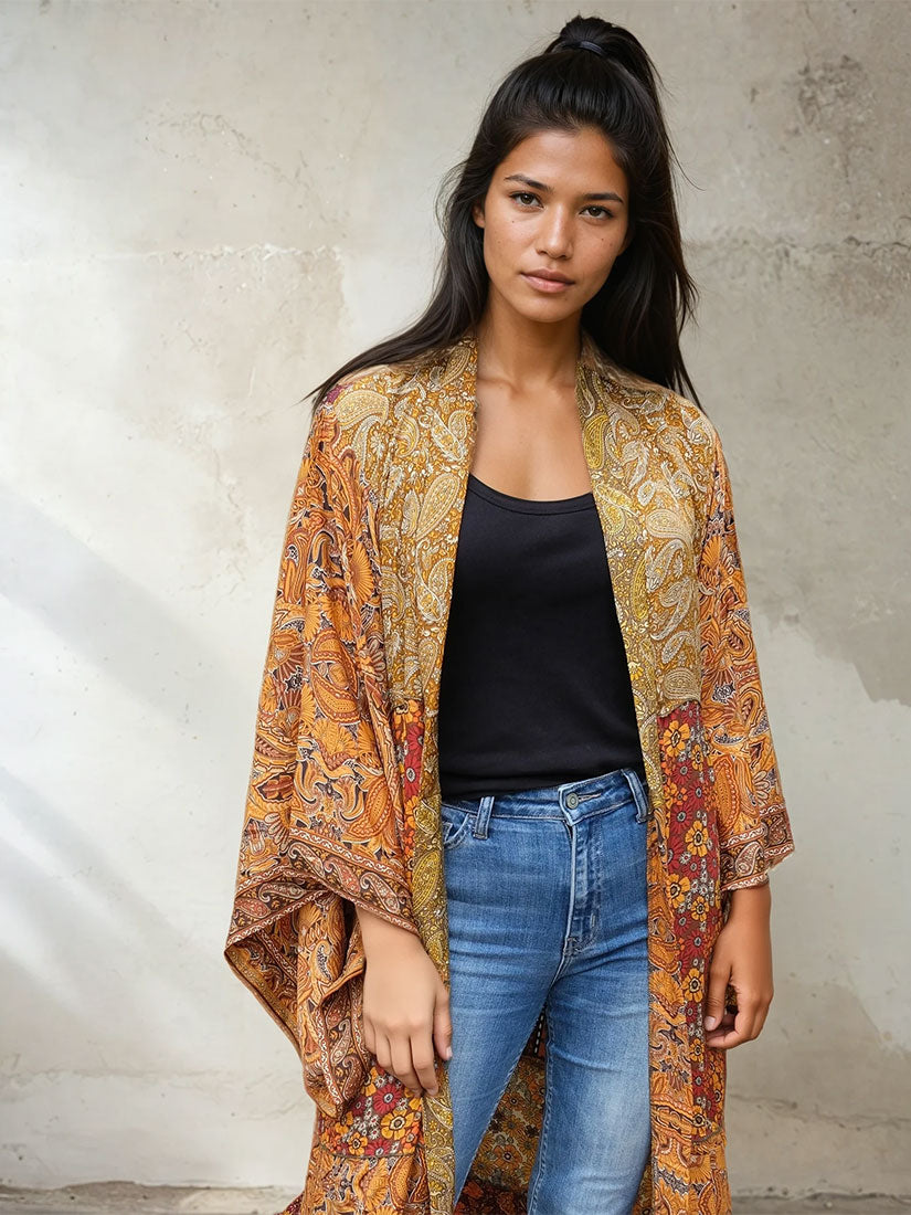 gardenlight vintage silk blend boho kimono