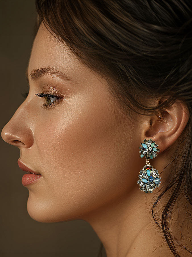 ivy multicolored drop statement earring eye candy LA on model