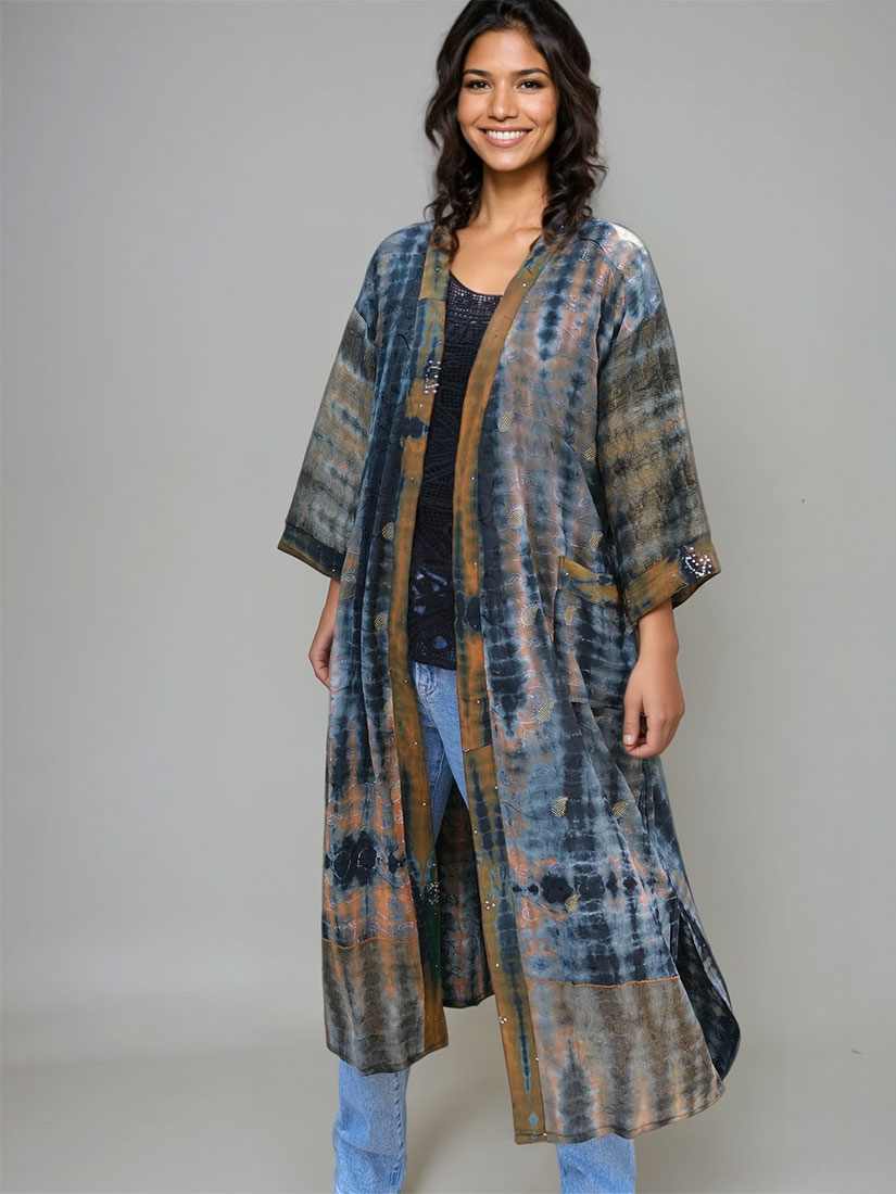 orejin vintage silk tie dye kimono from Get Dressed Collective