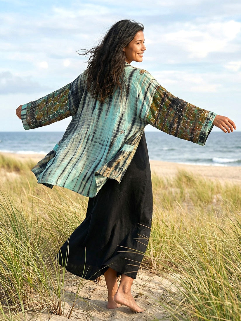 get dressed collective vinated silk kimono sea dweller