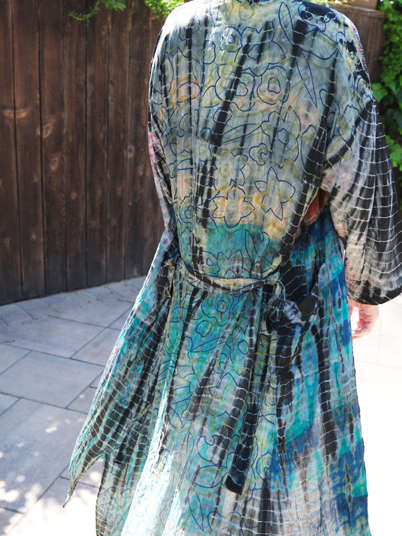 SECRET GARDEN Vintage Tie Dye Silk Kimono