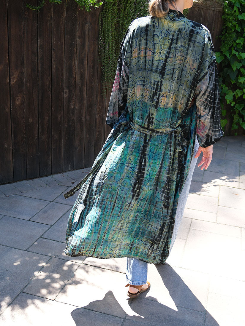 SECRET GARDEN Vintage Tie Dye Silk Kimono