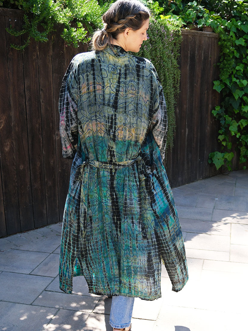 SECRET GARDEN Vintage Tie Dye Silk Kimono