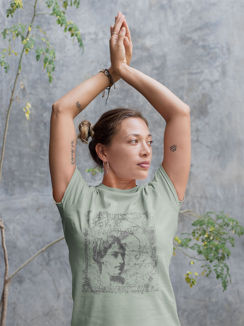 silent muse graphic tee Get Dressed Collective on brown hair model