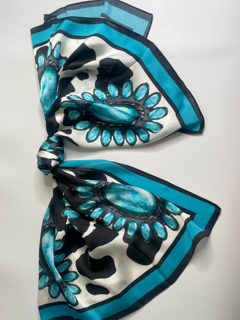 TURQUOISE CONCHO Silk Blend Scarf