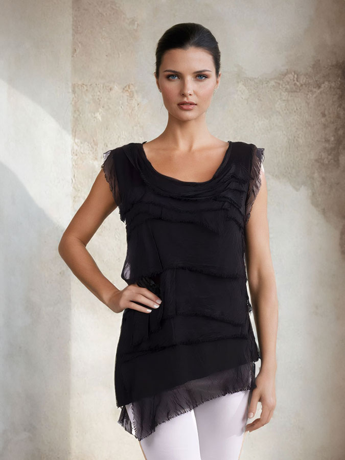 Gigi ruffle tank tee black gigi moda