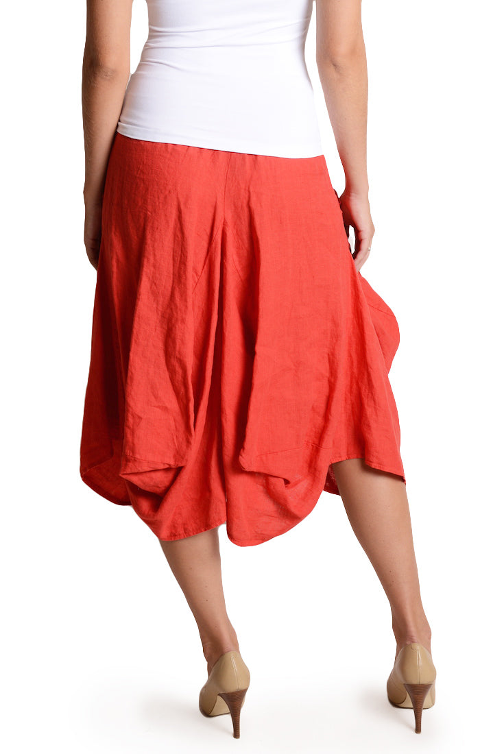 inizio-linen 2 pocket-magic skirt black