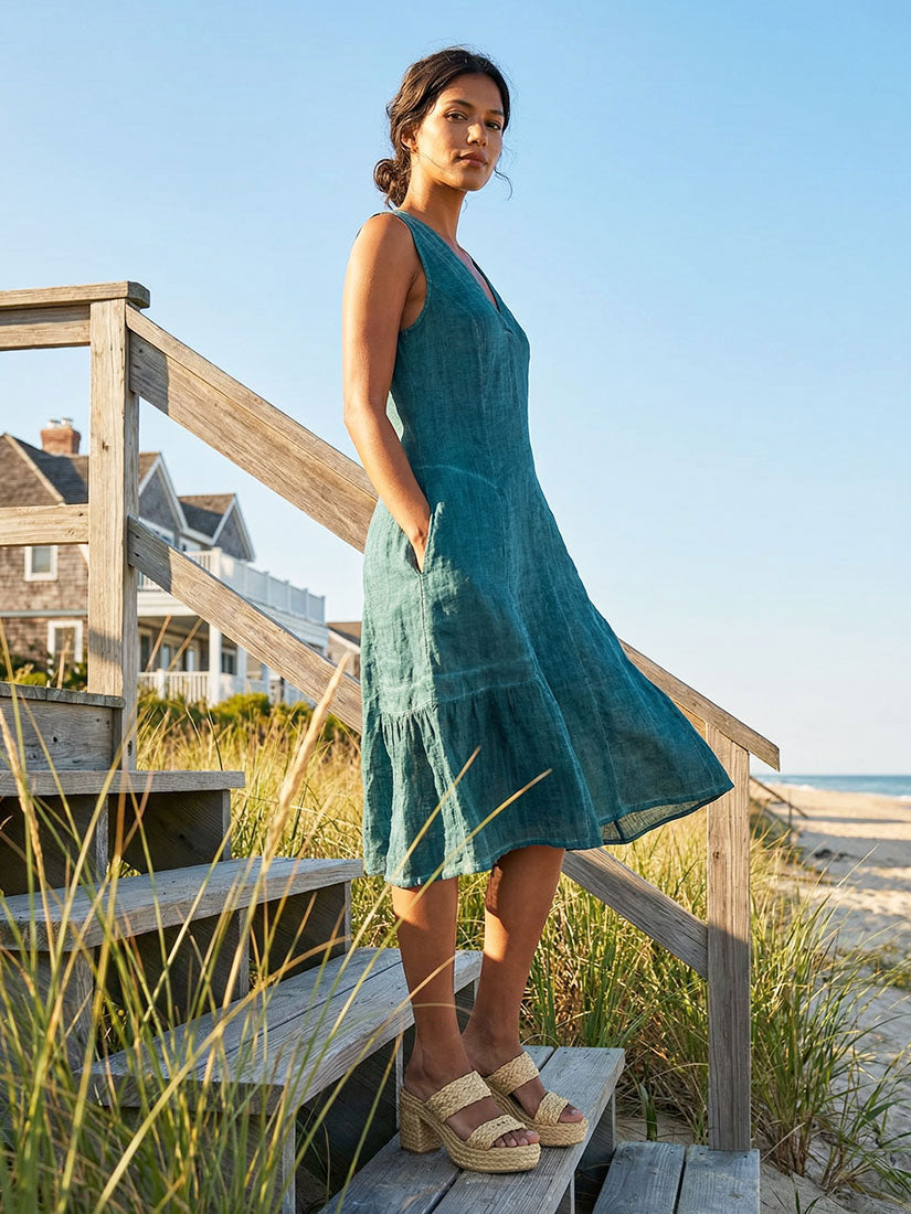 CLARA Short Sleeveless Linen Dress