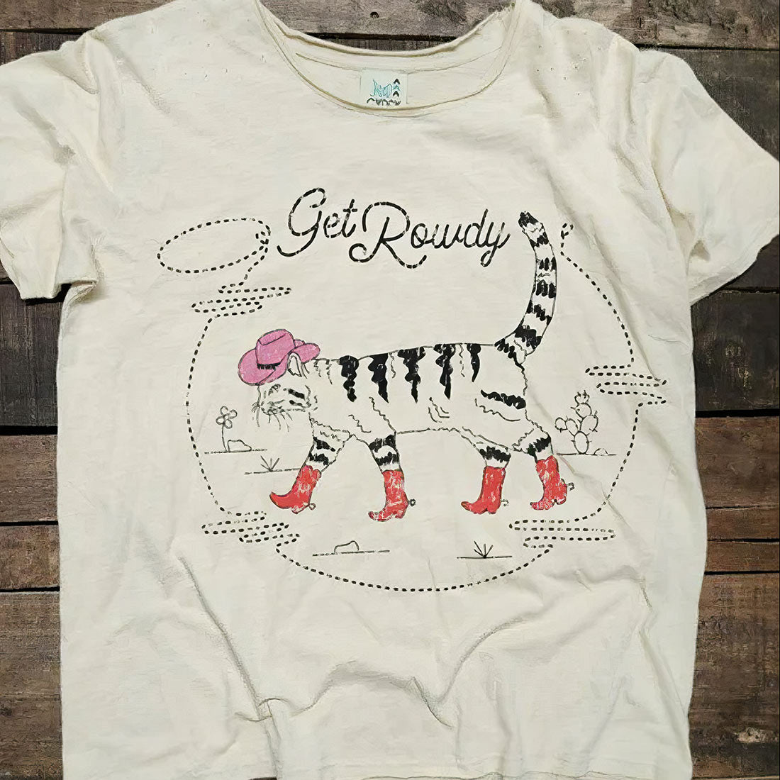 jaded gypsy let's get rowdy graphic tattered moon dance tee flat