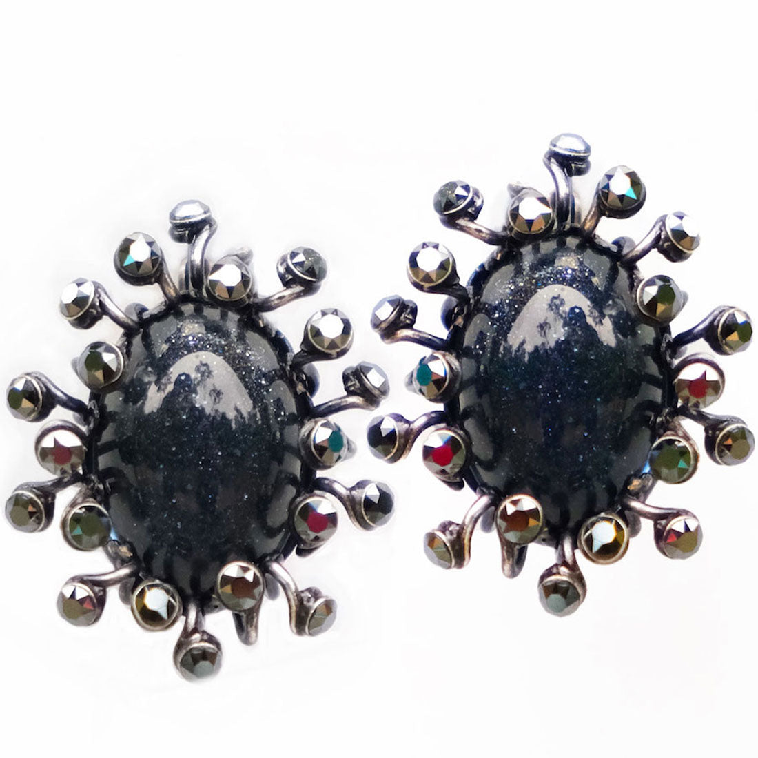 konplott jewelry galaxy in glass earring black and antique silver