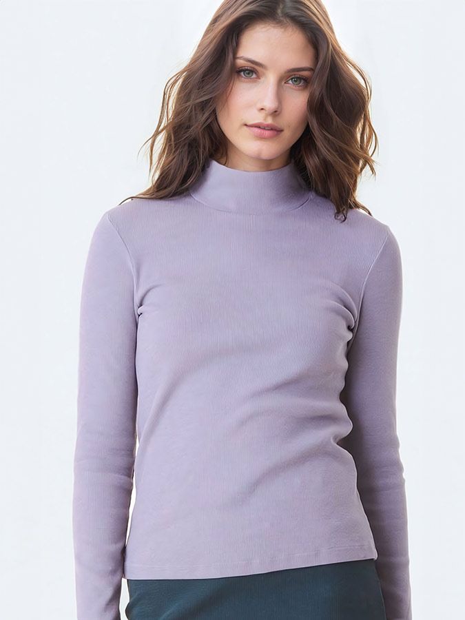 prairie underground mock neck tee long sleeve in silver