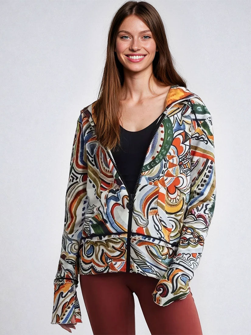 goddess of fire hoodie from lady faith art clothing on brown haired model