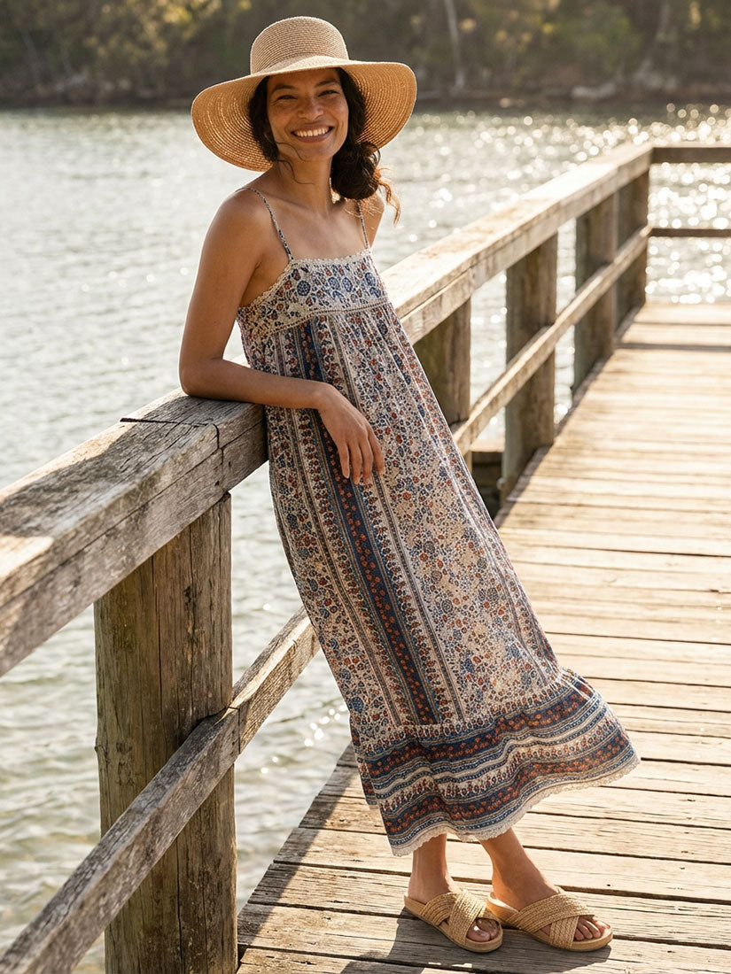 cass maxi sundress blue M.A.B.E lifestyle