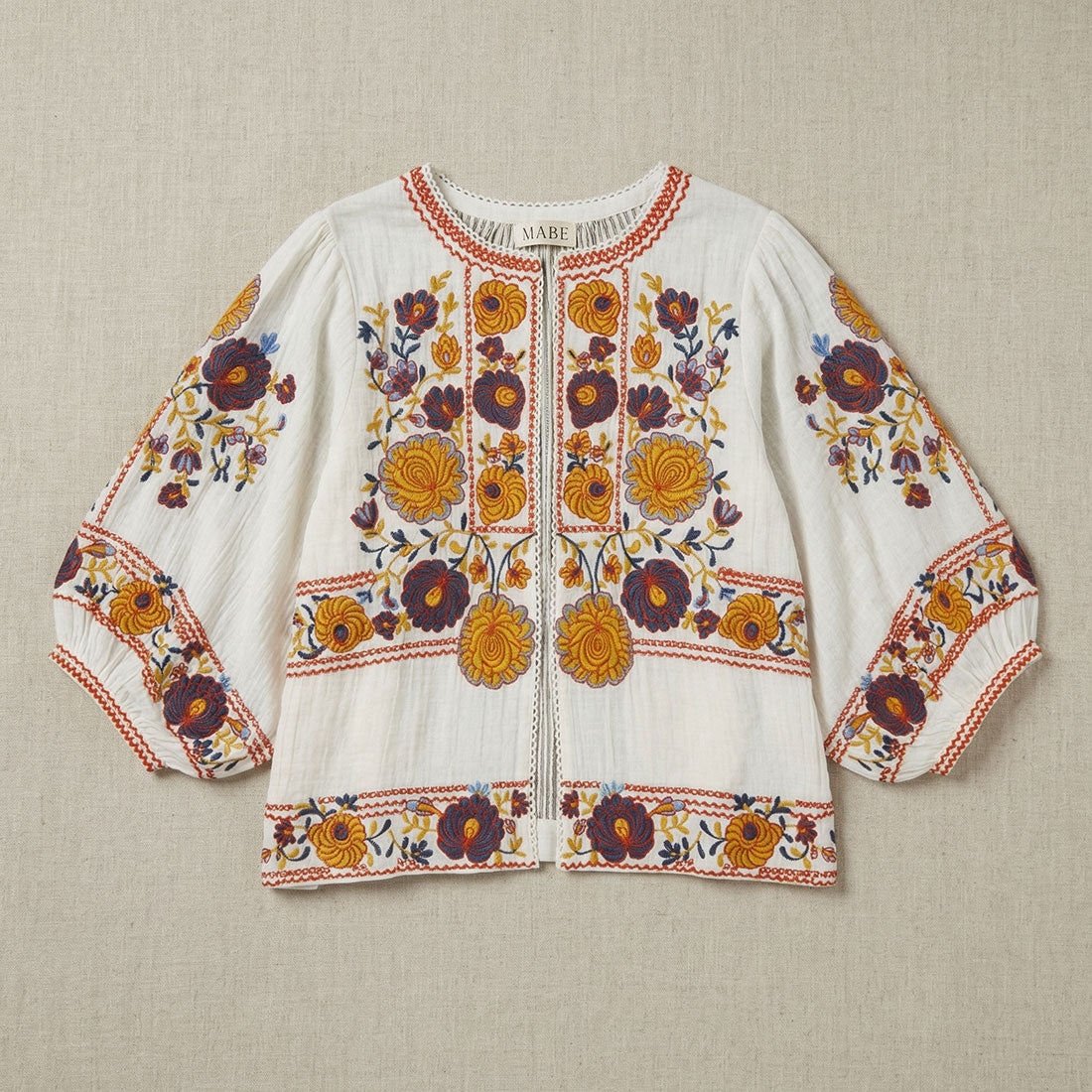 greta embroidered jacket sunset by M.A.B.E spring 2026 flat