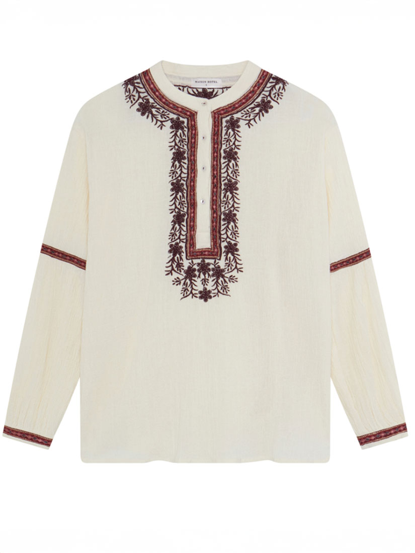 BRUNA Embroidered Blouse Vinyard Bordeaux