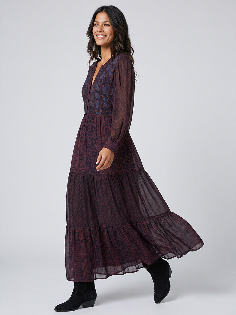 EMILIA Muddy Waters Embroidered Maxi Dress