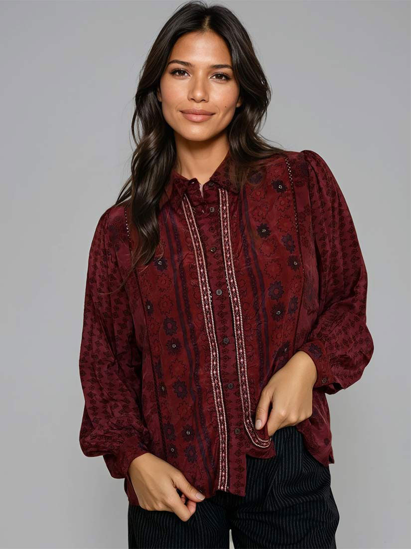 maison hotel emilie blouse chateau bordeaux print