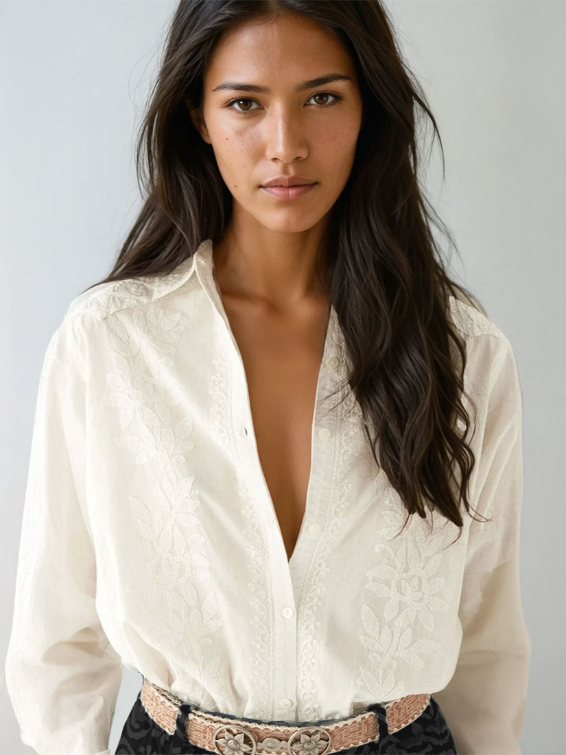 GANGES Off White Embroider Blouse | Maison Hotel