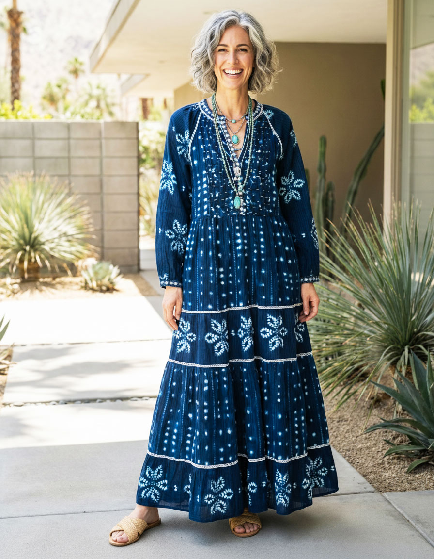 kumo shibori maxi dress in blue from maison hotel