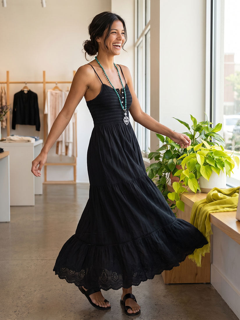 LUCILLE Embroidered Maxi Dress