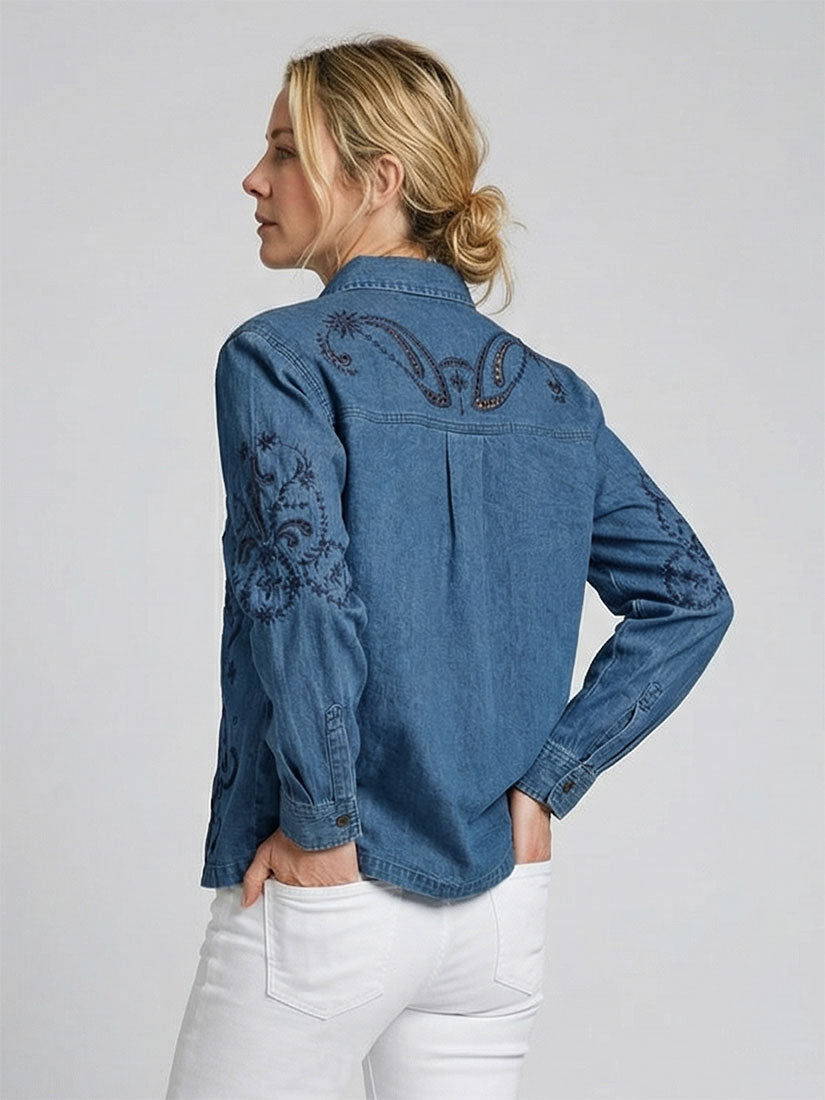 STELLA Constellation Embroidered Denim Blouse